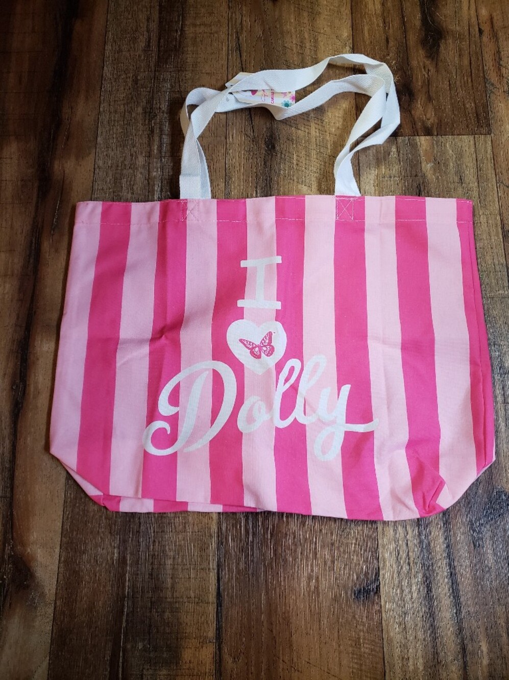 I ♥ Dolly Pink Striped Canvas Tote Bag